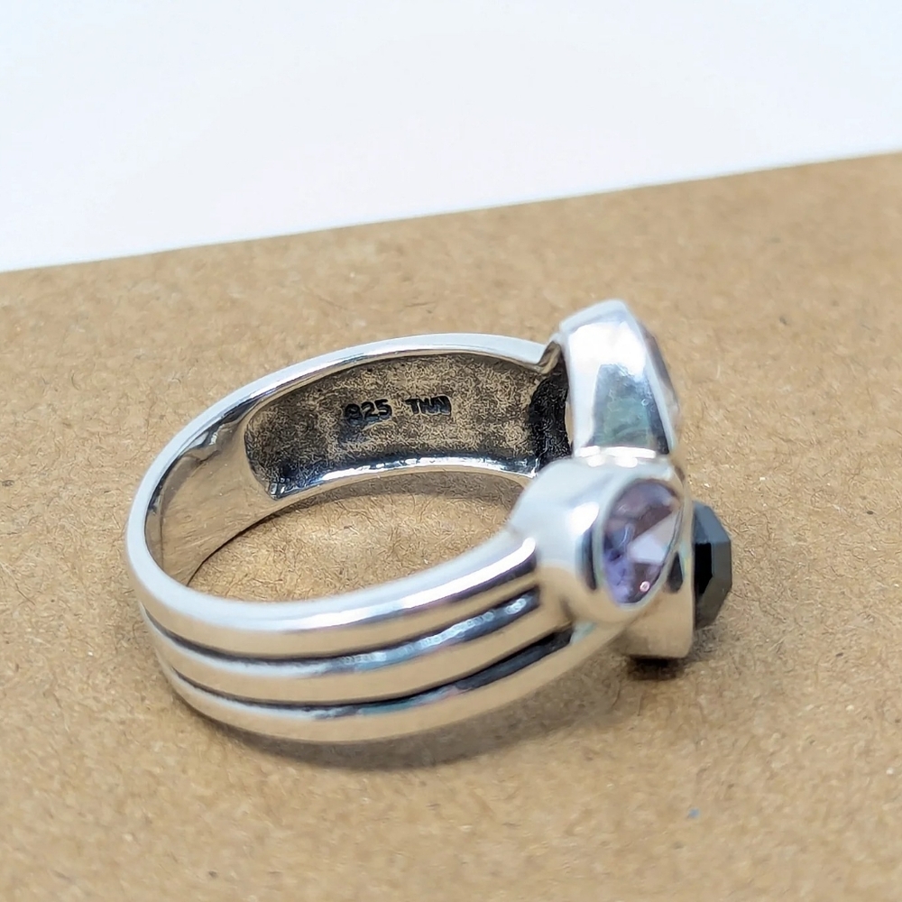 Silpada Sterling Silver 925 Multi Gemstone Purple Ring - Picture 4 of 4